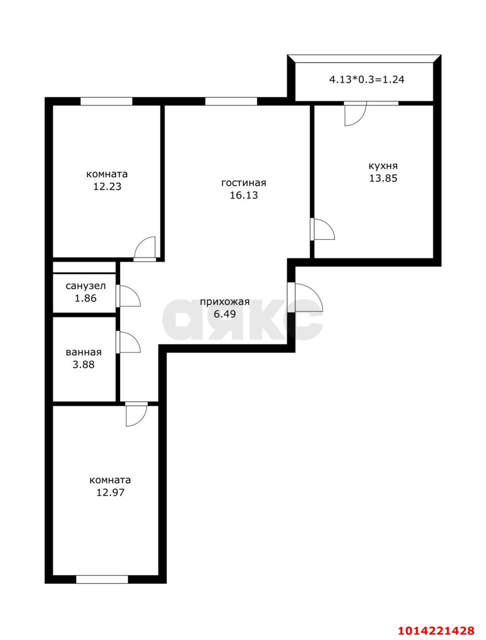 Фото №10: 3-комнатная квартира 72 м² - Краснодар, жилой комплекс Облака, ул. имени Генерала Корнилова, 9к3