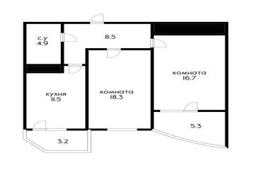 Фото №3: 2-комнатная квартира 68 м² - Краснодар, мкр. имени Петра Метальникова, ул. Цезаря Куникова, 24к1
