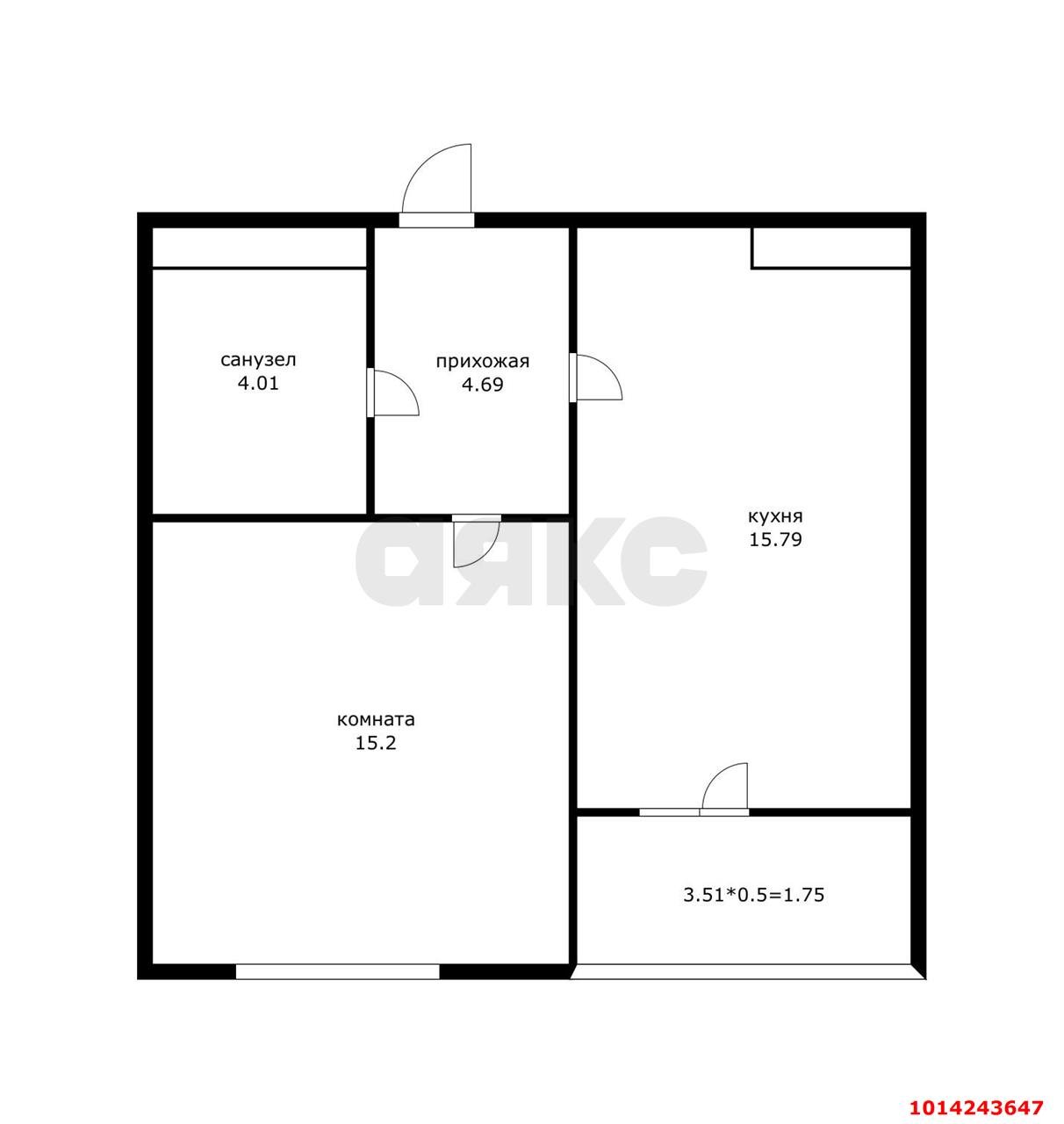Фото №6: 1-комнатная квартира 39 м² - Краснодар, Школьный, ул. Школьная, 1