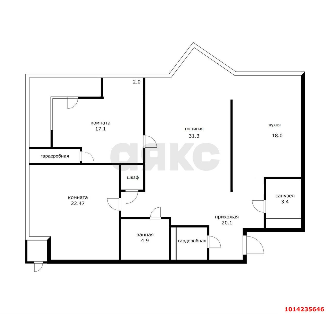 Фото №20: 3-комнатная квартира 128 м² - Краснодар, жилой комплекс Седьмой Континент, ул. Совхозная, 1к6