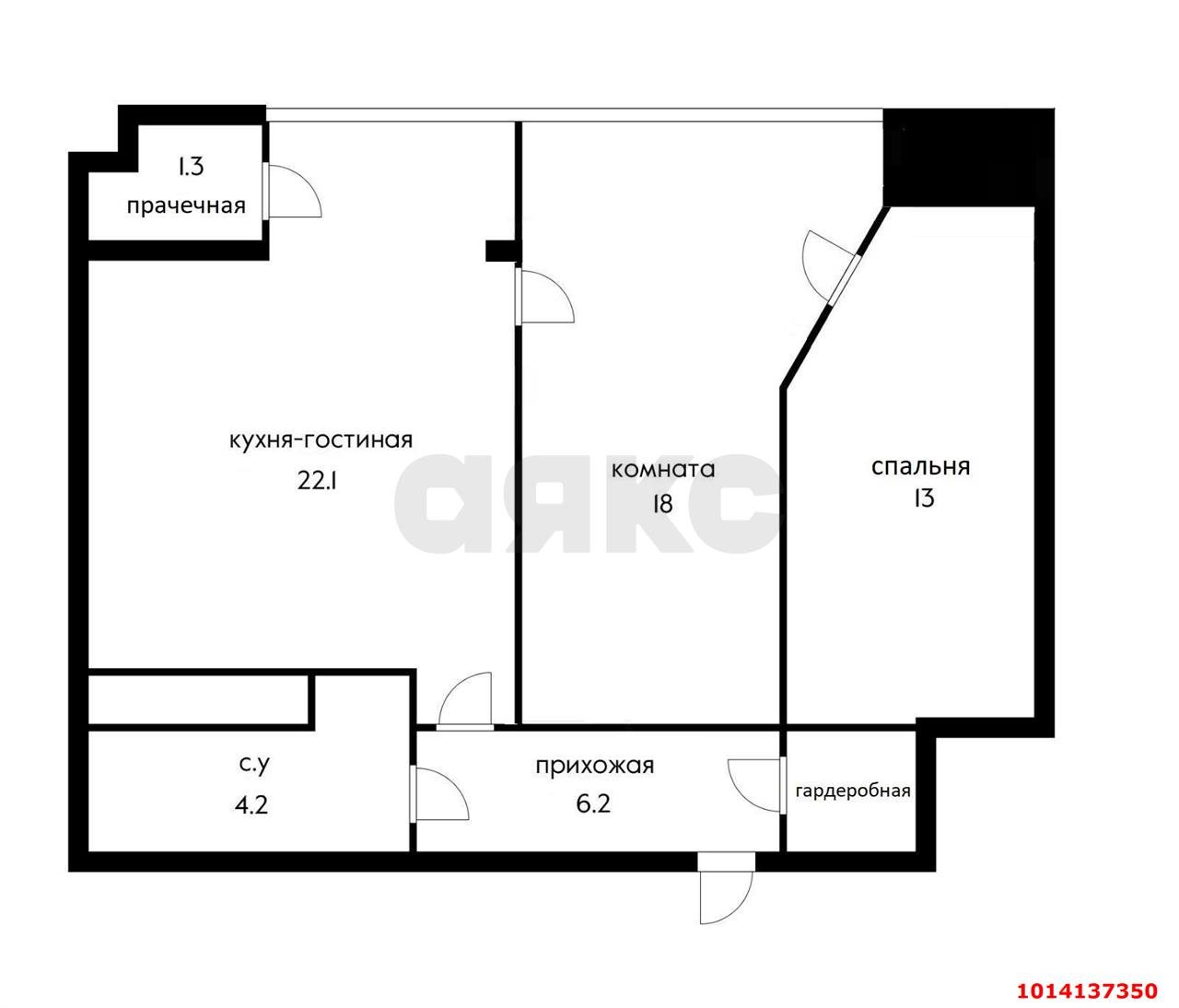 Фото №15: 1-комнатная квартира 63 м² - Краснодар, Центральный, ул. Будённого, 129
