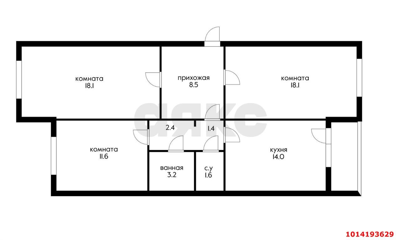 Фото №14: 3-комнатная квартира 80 м² - Краснодар, Краевая Клиническая Больница, ул. Восточно-Кругликовская, 77
