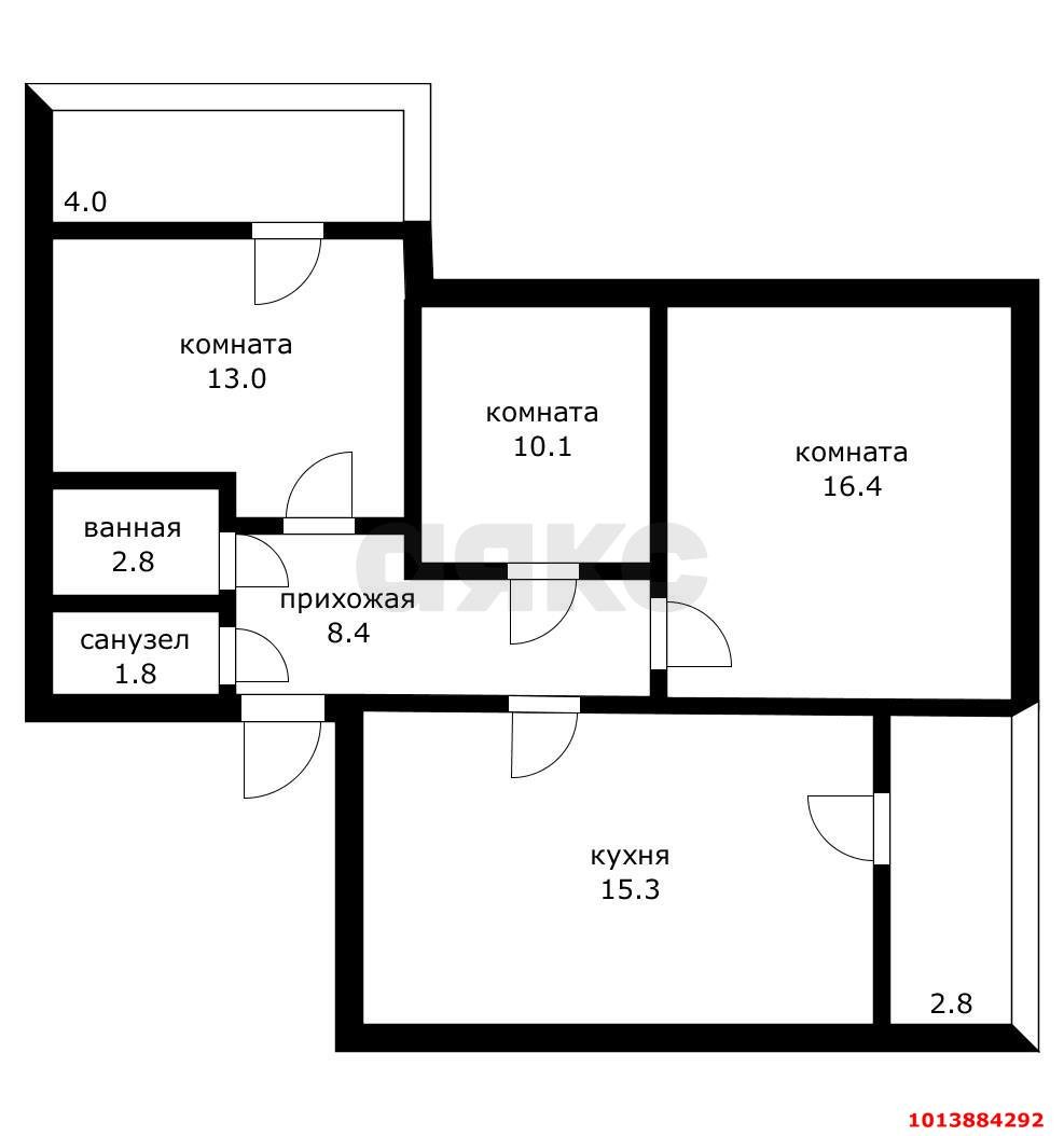 Фото №1: 3-комнатная квартира 74 м² - Краснодар, жилой комплекс Самолёт-2, ул. Западный Обход, 57