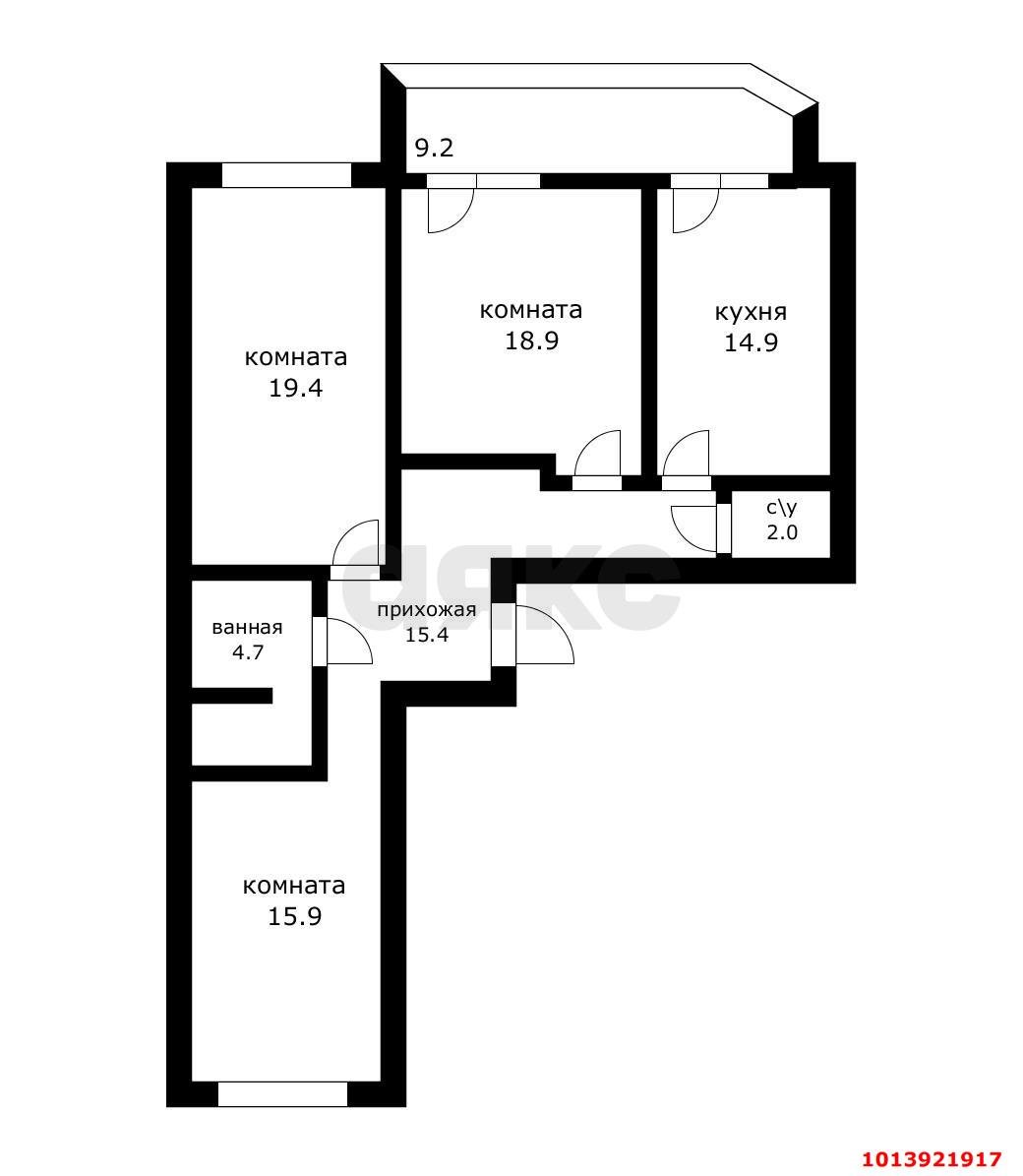 Фото №1: 3-комнатная квартира 100 м² - Краснодар, Центральный, ул. Железнодорожная, 24