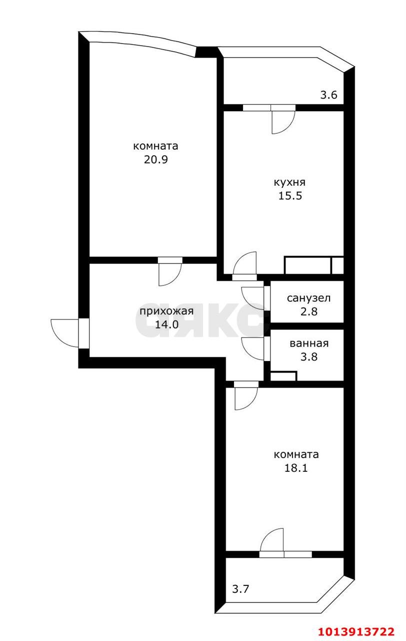Фото №20: 2-комнатная квартира 82 м² - Краснодар, Солнечный, ул. Архитектора Петина, 18/1