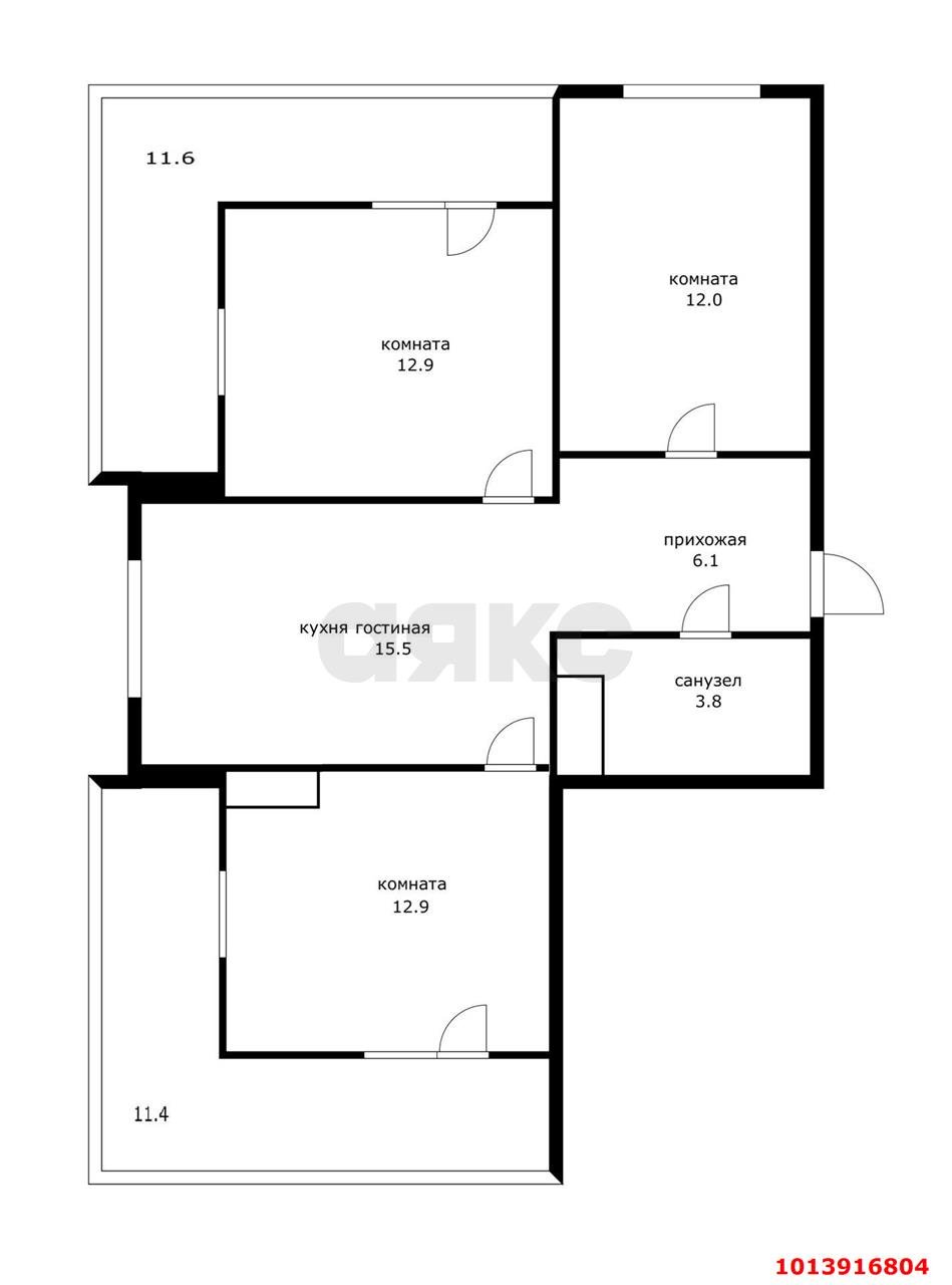 Фото №3: 3-комнатная квартира 86 м² - Краснодар, Прикубанский внутригородской округ, мкр. жилой комплекс Грани, ул. Западный Обход, 45