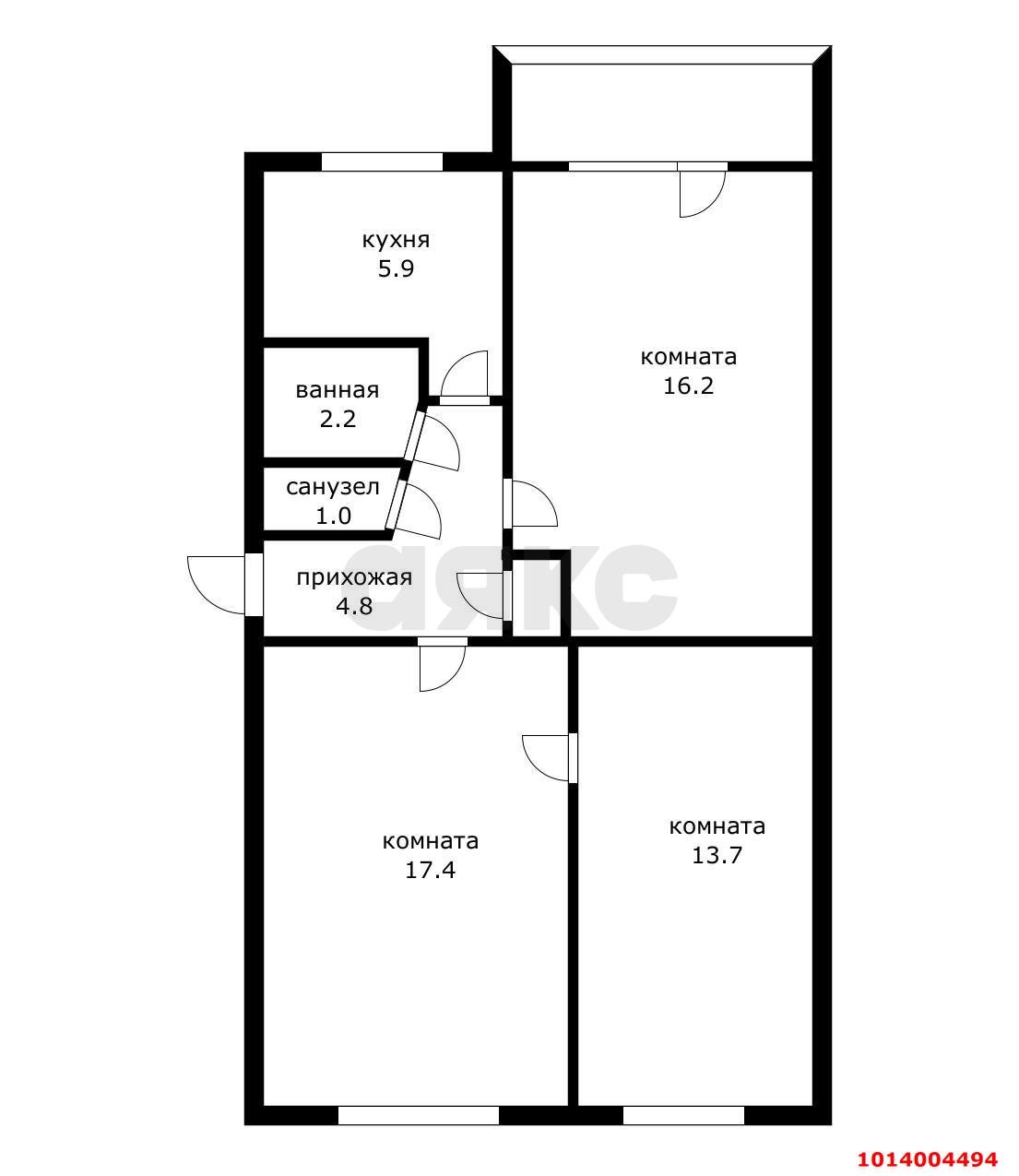 Фото №14: 3-комнатная квартира 62 м² - Краснодар, Черёмушки, ул. Селезнёва, 68А