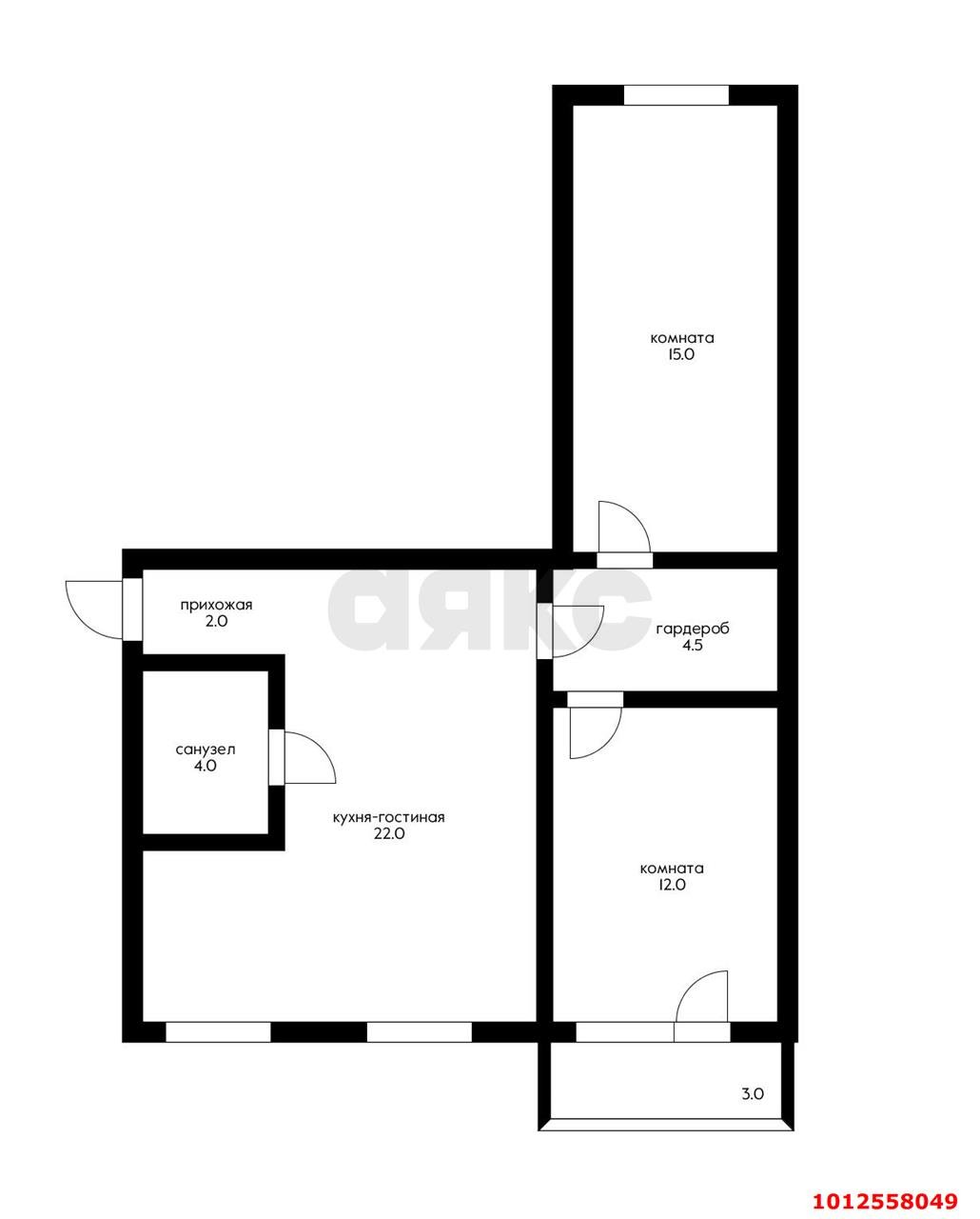 Фото №12: 3-комнатная квартира 62 м² - Краснодар, Прикубанский внутригородской округ, мкр. Фестивальный, ул. Воровского, 184