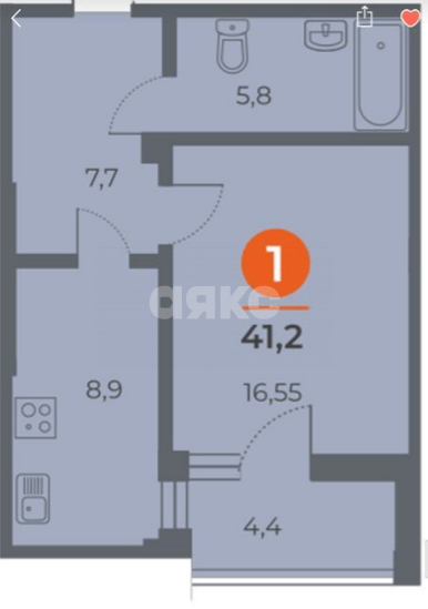 Фото №13: 1-комнатная квартира 41 м² - Ростов-на-Дону, жилой комплекс Сокол на Оганова, ул. Оганова, 20с5