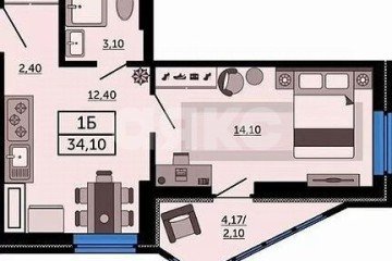 Фото №1: 1-комнатная квартира 33 м² - Ростов-на-Дону, мкр. Северный, пр-кт Космонавтов, 1В