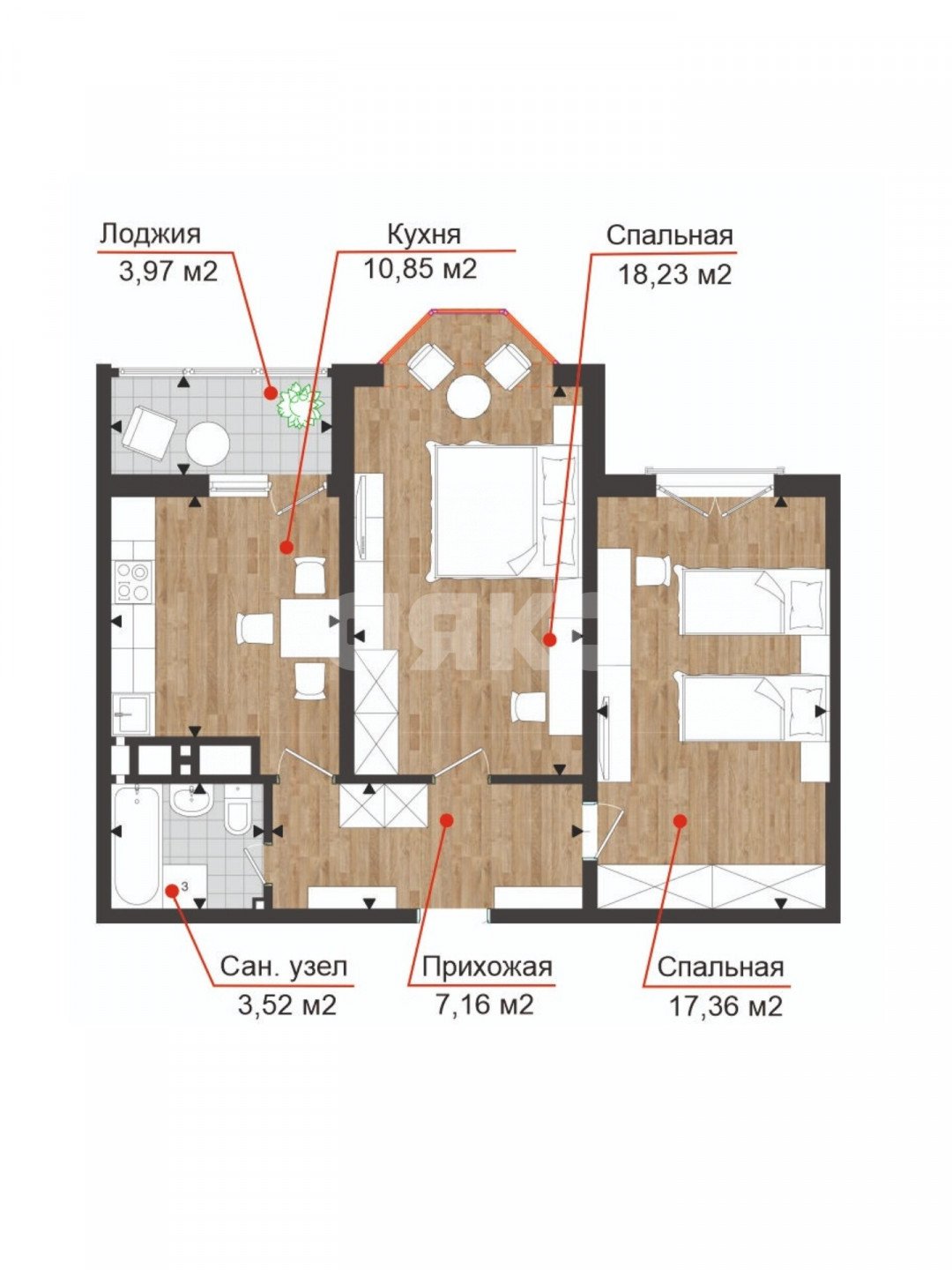 Фото №16: 2-комнатная квартира 61 м² - Анапа, жилой комплекс Южный квартал, ул. Супсехское шоссе, 39к14