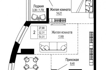 Фото №1: 2-комнатная квартира 54 м² - Ростов-на-Дону, мкр. жилой комплекс Донская Слобода, ул. Привокзальная, 3/1