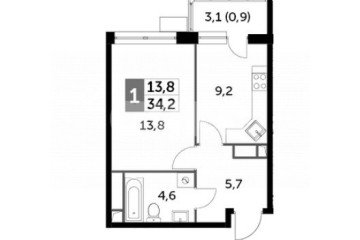 Фото №1: 1-комнатная квартира 32 м² - Нагорное, мкр. жилой комплекс Датский квартал, ул. Полковника Романова, 11