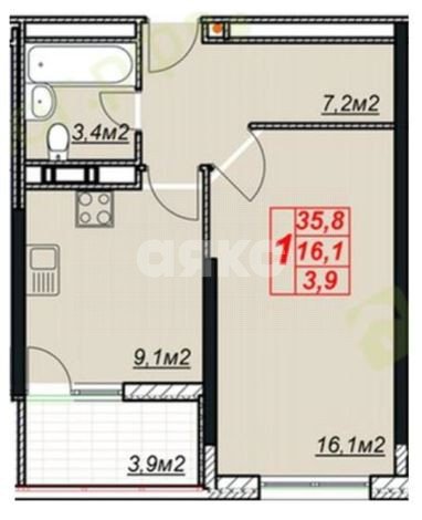 Фото №12: 1-комнатная квартира 40 м² - Анапа, жилой комплекс Лазурный, ул. Крестьянская, 27к4