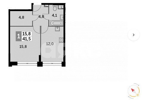 Фото №1: 1-комнатная квартира 41 м² - Москва, жилой комплекс Сидней Сити, ул. Шелепихинская набережная, 40к3