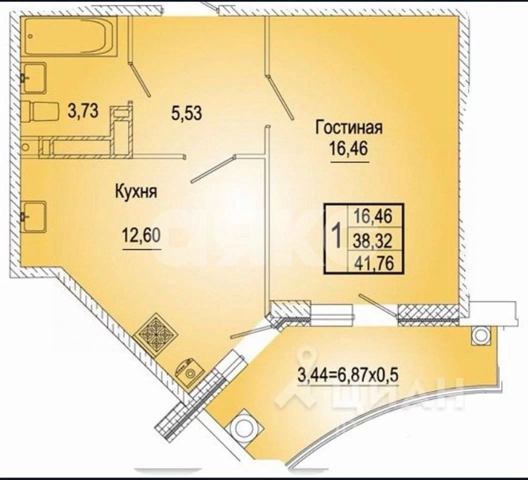 Фото №12: 1-комнатная квартира 42 м² - Ростов-на-Дону, жилой комплекс Красный Аксай, ул. Подвойского, 39