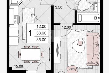 Фото №1: 1-комнатная квартира 35 м² - Анапа, мкр. жилой комплекс Песчаный, 