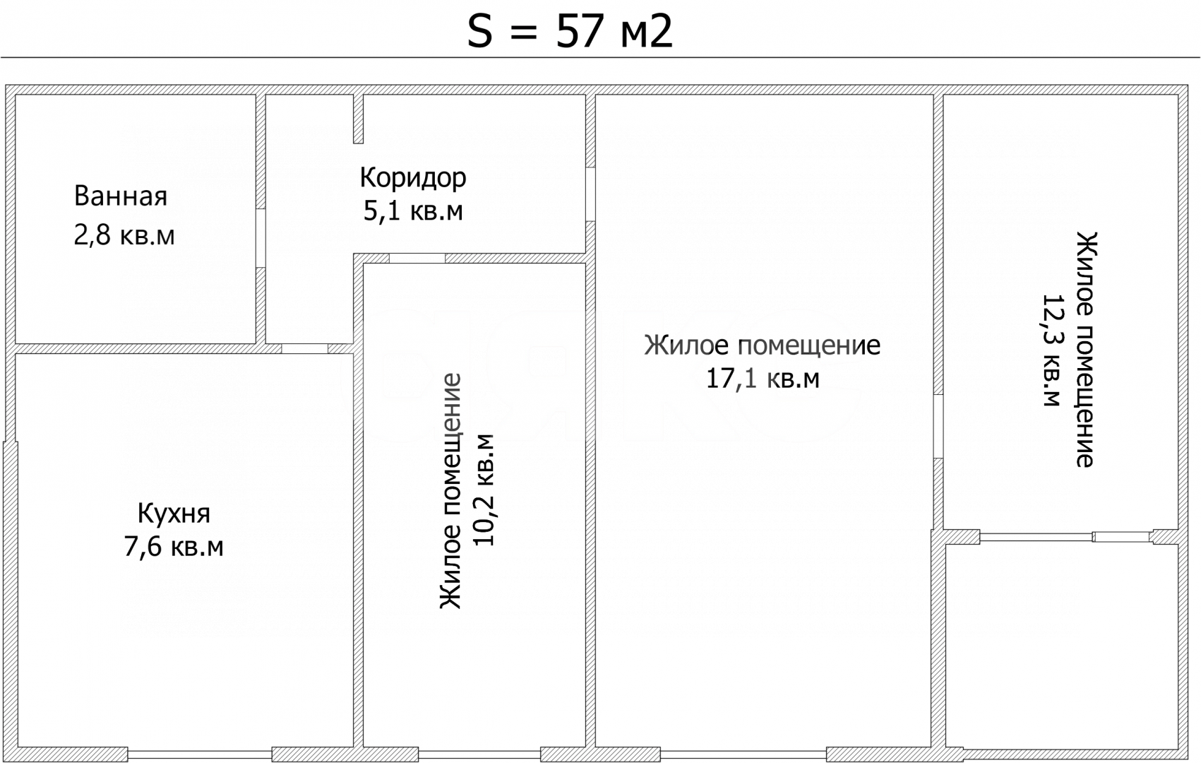 Фото №12: 3-комнатная квартира 57 м² - Мариуполь, р. Левобережный, б-р Морской, 56