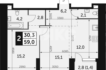 Фото №3: 2-комнатная квартира 60 м² - Москва, мкр. ЖК Архитектор, ул. Академика Волгина, 2