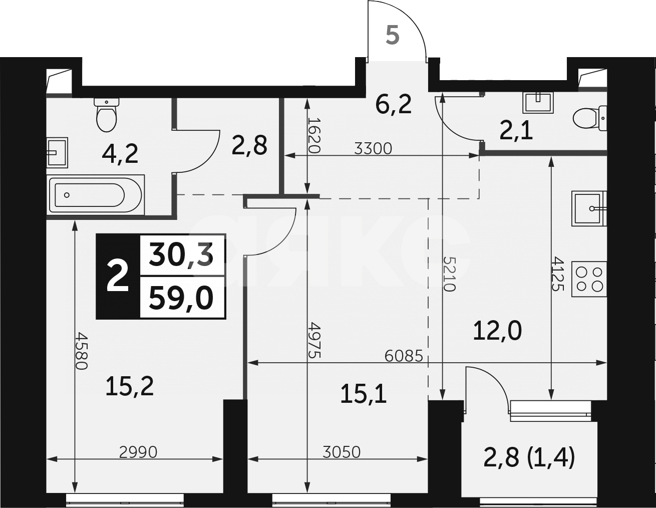 Фото №9: 2-комнатная квартира 60 м² - Москва, ЖК Архитектор, ул. Академика Волгина, 2