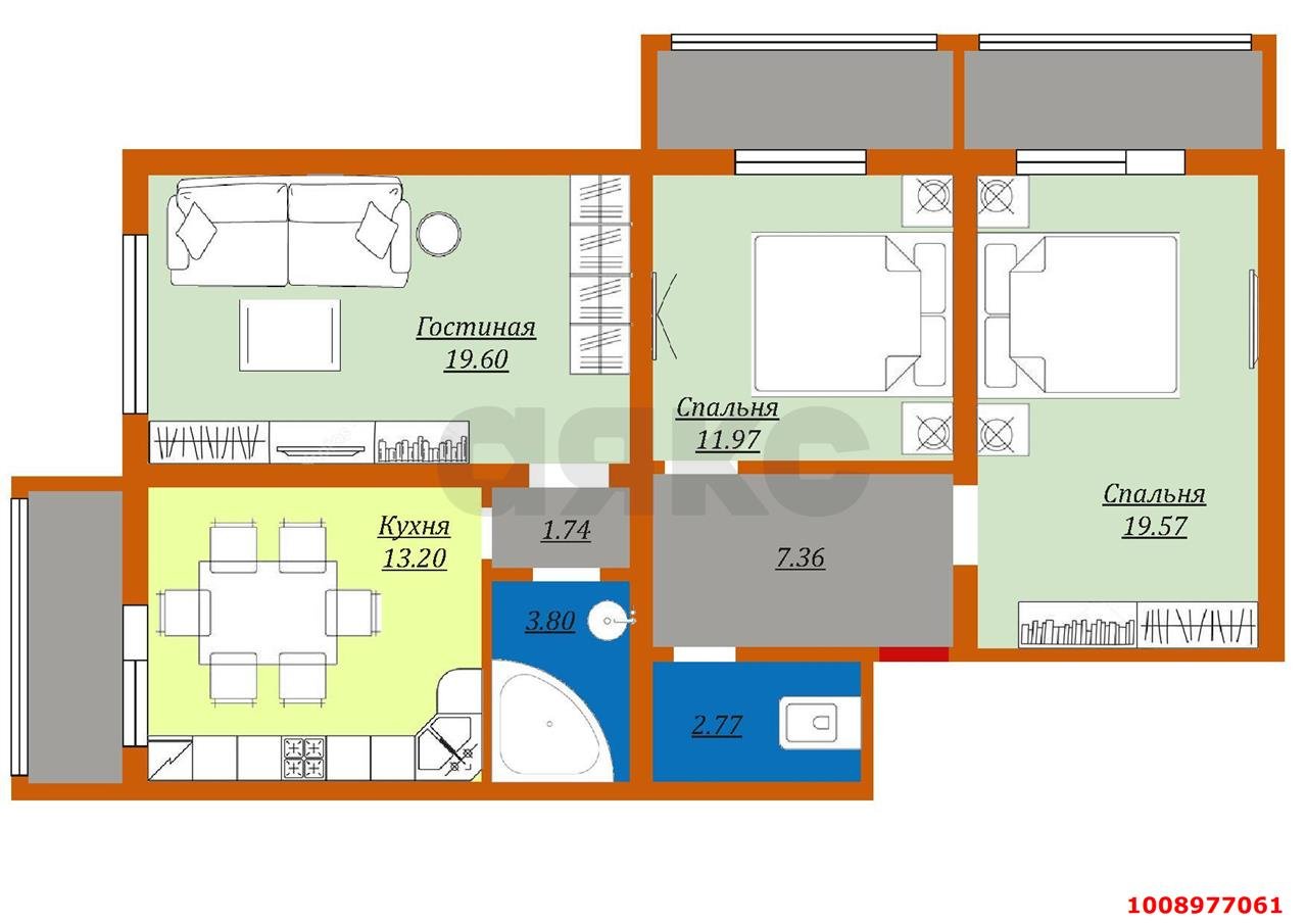 Фото №2: 3-комнатная квартира 80 м² - Краснодар, Микрохирургии глаза, ул. Академика Лукьяненко, 109