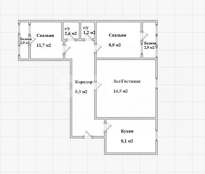 Фото №7: 3-комнатная квартира 58 м² - Геленджик, Парус, 8