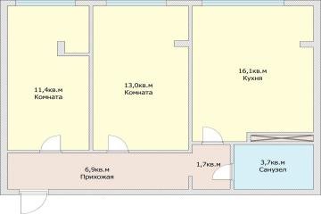 Фото №2: 2-комнатная квартира 52 м² - Яблоновский, ул. Тургеневское Шоссе, 1Гк1