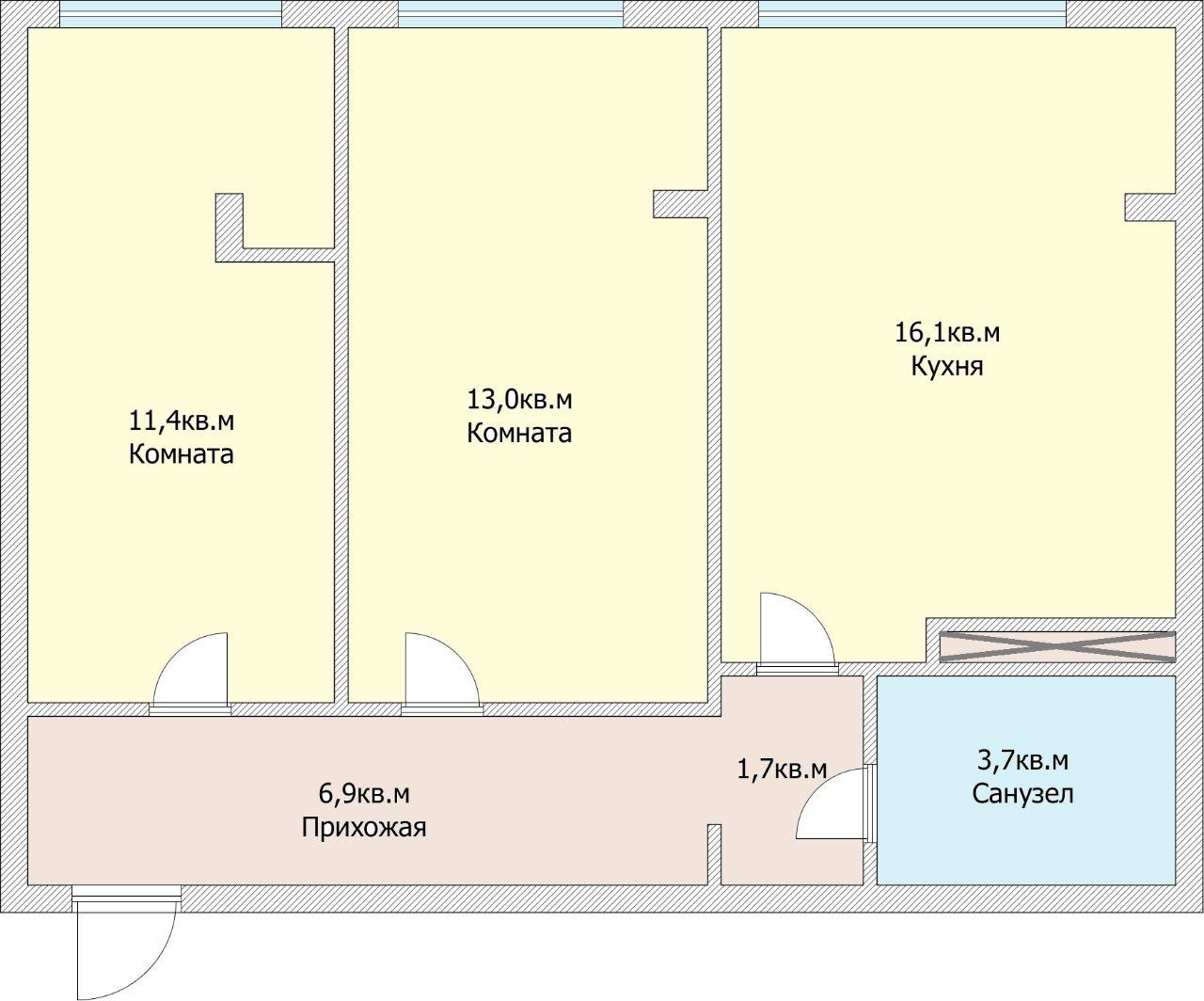 Фото №2: 2-комнатная квартира 52 м² - Яблоновский, ул. Тургеневское Шоссе, 1Гк1