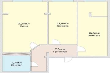 Фото №2: 2-комнатная квартира 60 м² - Яблоновский, ул. Тургеневское Шоссе, 1Лк2