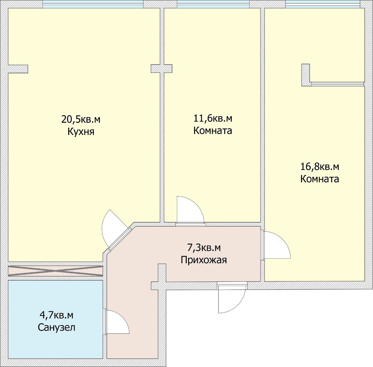 Фото №2: 2-комнатная квартира 60 м² - Яблоновский, ул. Тургеневское Шоссе, 1Лк2