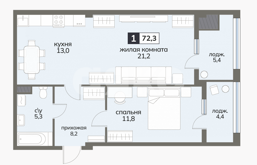 Фото №5: 2-комнатная квартира 72 м² - Ставрополь, 204-й квартал, ул. Серова, 468/3