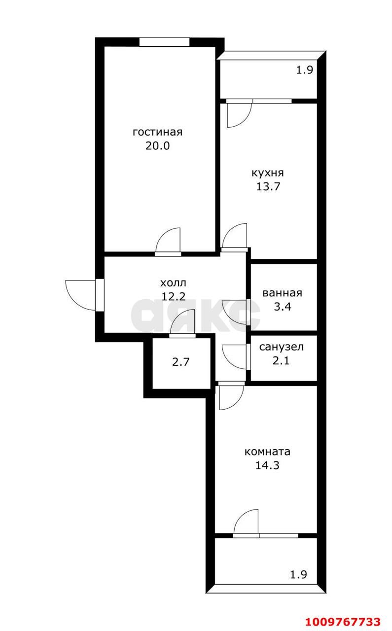Фото №13: 2-комнатная квартира 77 м² - Краснодар, Школьный, ул. 9 Мая, 48/1к1
