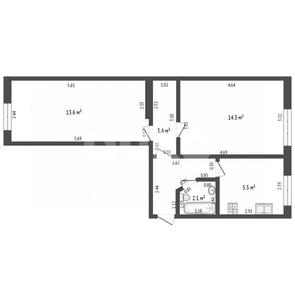 Фото №9: 2-комнатная квартира 44 м² - Октябрьский, ул. Северная, 1