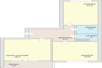 Фото №3: 2-комнатная квартира 63 м² - Краснодар, мкр. Прикубанский внутригородской округ, ул. Домбайская, 55к5