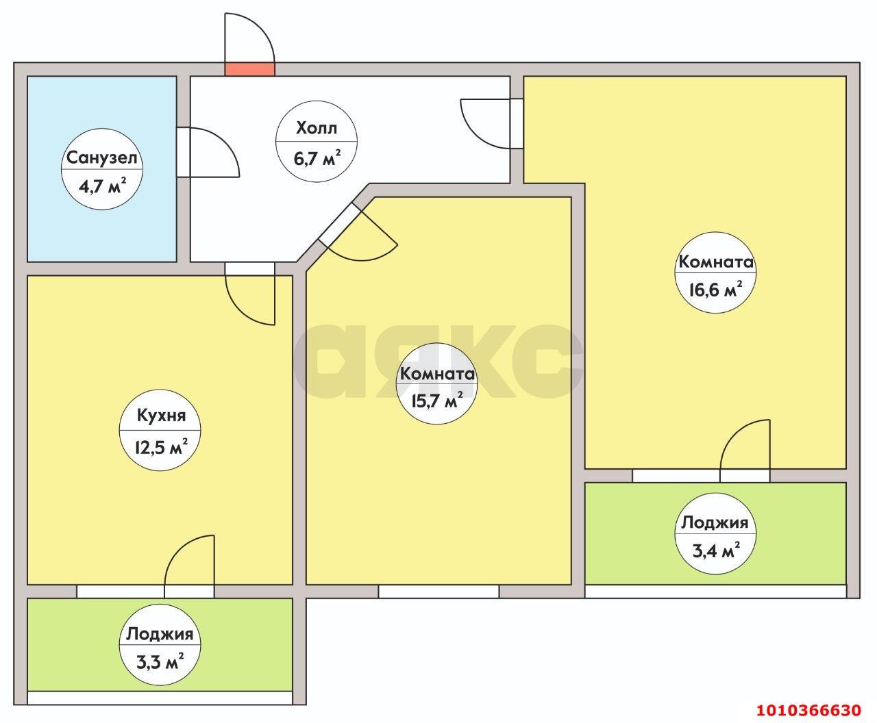 Фото №13: 2-комнатная квартира 58 м² - Новая Адыгея, мкр. жилой комплекс Мега, ул. Бжегокайская, 90/3к2