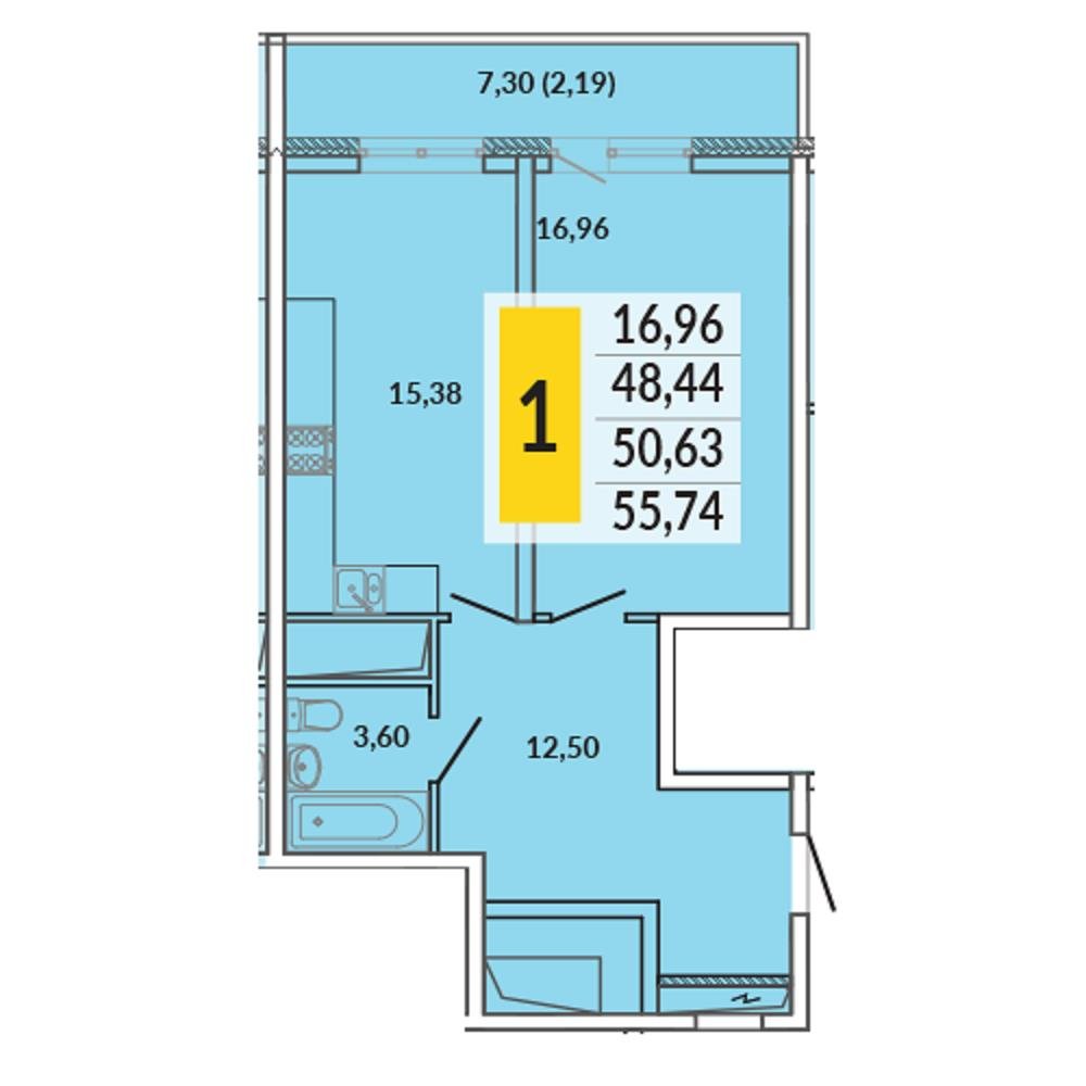 Фото №12: 1-комнатная квартира 55 м² - Краснодар, Гидростроителей, Почтовый, мкр. Карасунский внутригородской округ, пр-кт имени писателя Знаменского, 9к3