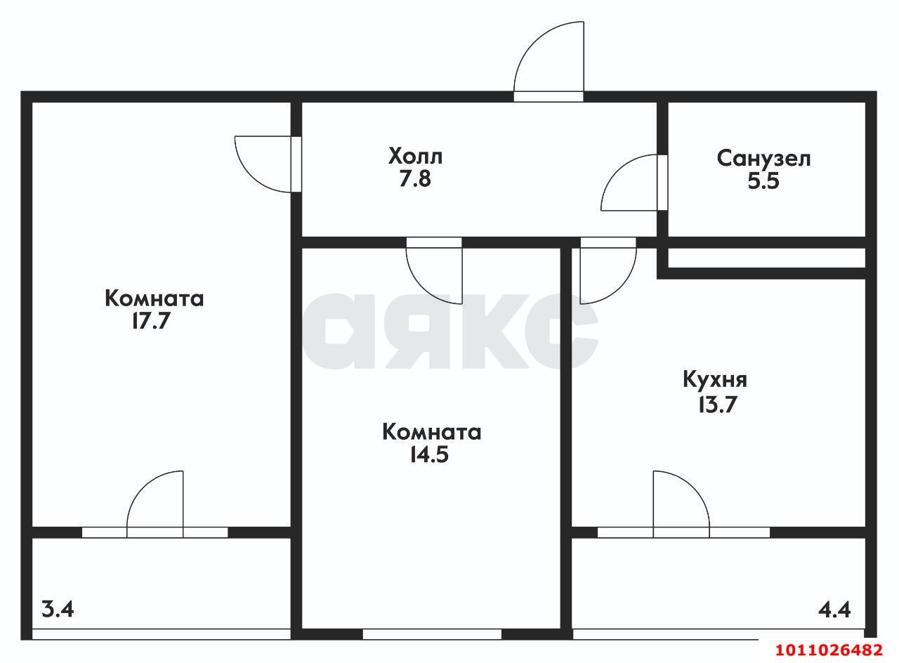 Фото №1: 2-комнатная квартира 67 м² - Краснодар, Школьный, ул. Школьная, 1