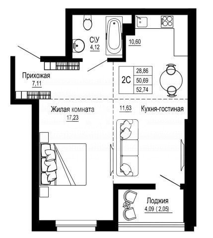 Фото №2: 2-комнатная квартира 52 м² - Ростов-на-Дону, жилой комплекс Донская Слобода, 