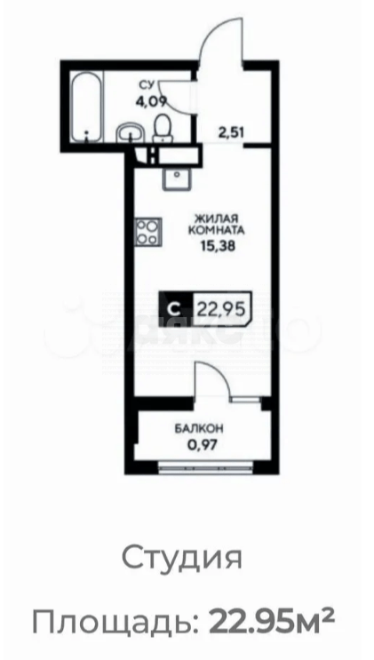 Фото №1: Студия 22 м² - Анапа, жилой комплекс Центральный