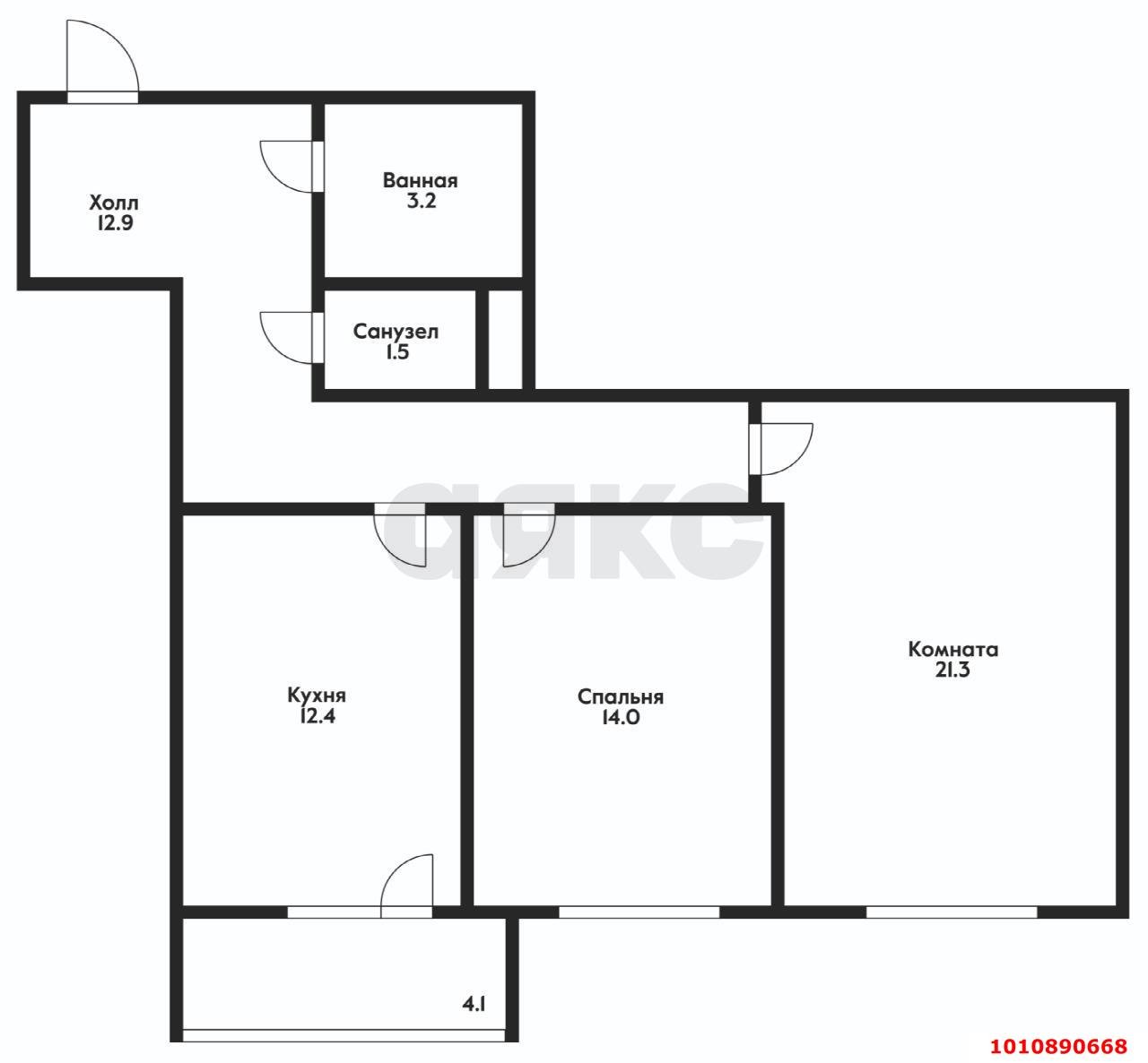 Фото №2: 2-комнатная квартира 70 м² - Краснодар, жилой комплекс Лиговский, ул. Академика Фёдорова, 9