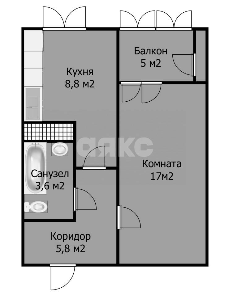 Фото №25: 1-комнатная квартира 40 м² - Анапа, жилой комплекс Парковый, ул. Парковая, 79к2