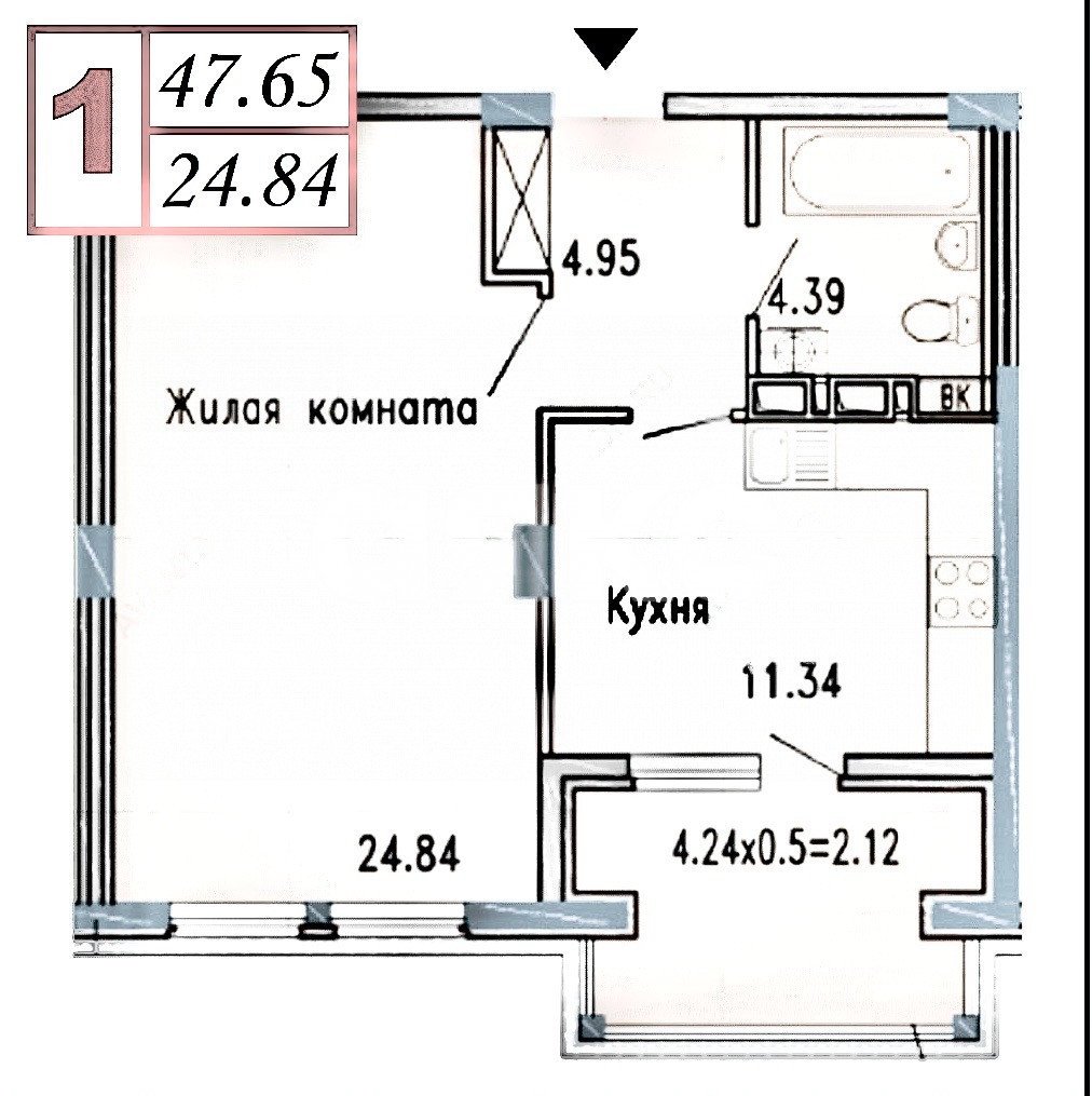 Фото №24: 1-комнатная квартира 45 м² - Анапа, жилой комплекс Бельведер, ул. Таманская, 121к2