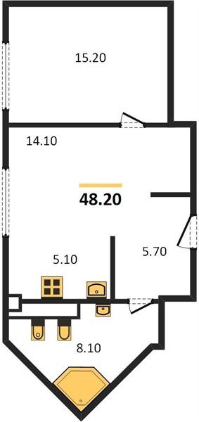 Фото №1: 1-комнатная квартира 48 м² - Краснодар, жилой комплекс Девелопмент Плаза, ул. имени 40-летия Победы, 33Г
