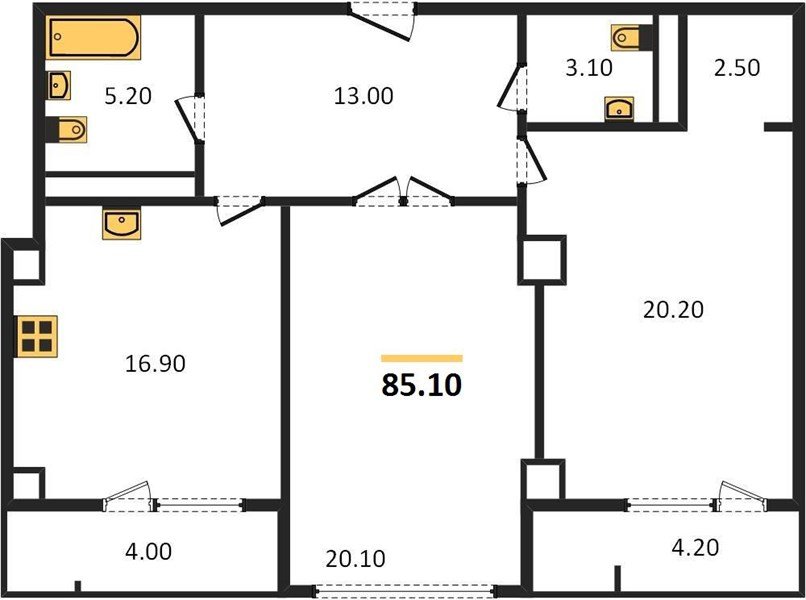 Фото №1: 2-комнатная квартира 85 м² - Краснодар, Прикубанский внутригородской округ, Завод Измерительных Приборов, мкр. жилой комплекс Девелопмент Плаза, ул. имени 40-летия Победы, 33Г