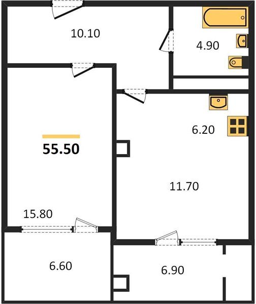Фото №1: 1-комнатная квартира 55 м² - Краснодар, жилой комплекс Девелопмент Плаза, ул. имени 40-летия Победы, 33Г