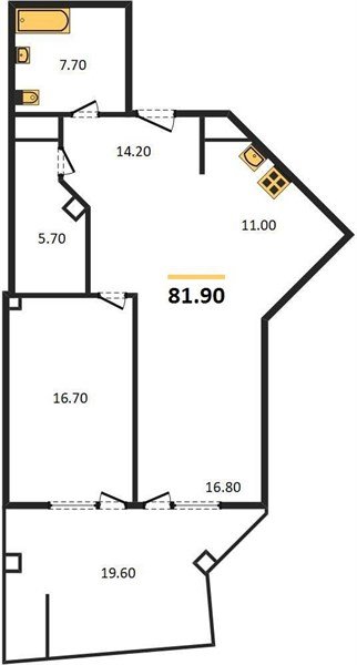 Фото №1: 1-комнатная квартира 81 м² - Краснодар, Прикубанский внутригородской округ, Завод Измерительных Приборов, мкр. жилой комплекс Девелопмент Плаза, ул. имени 40-летия Победы, 33Г