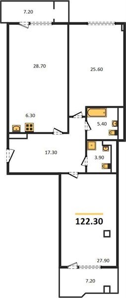 Фото №1: 2-комнатная квартира 122 м² - Краснодар, Прикубанский внутригородской округ, Завод Измерительных Приборов, мкр. жилой комплекс Девелопмент Плаза, ул. имени 40-летия Победы, 33Г