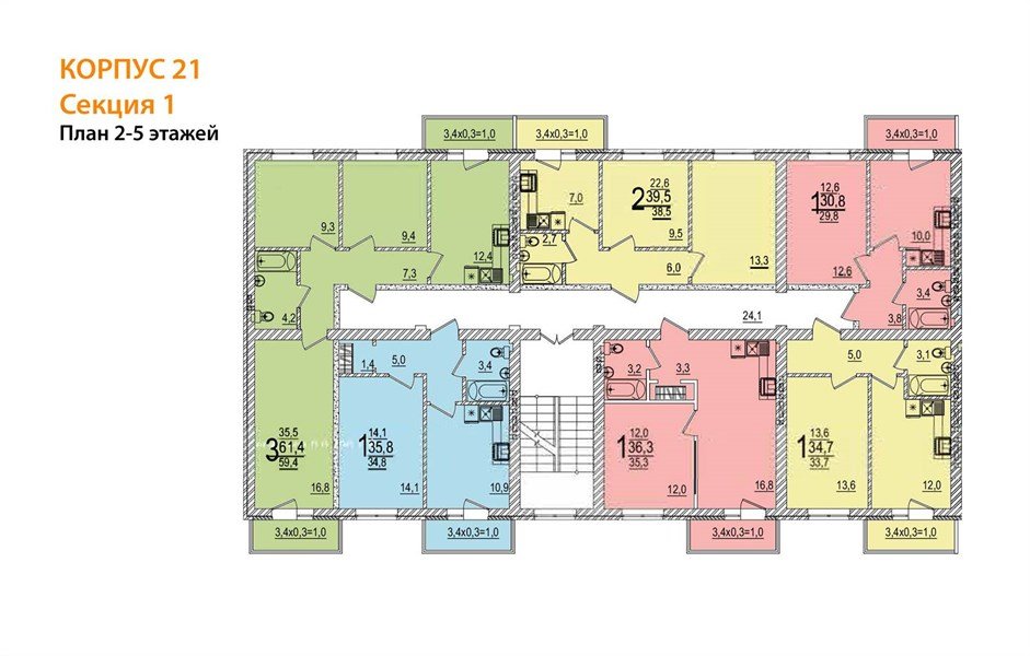 Фото №9: 1-комнатная квартира 35 м² - Новая Адыгея, жилой комплекс Дарград, ул. Тургеневское шоссе, 33/3к21