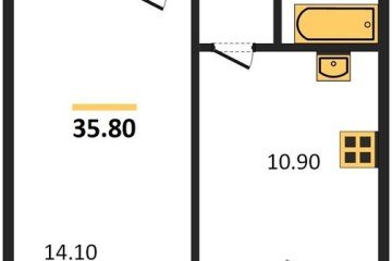 Фото №1: 1-комнатная квартира 35 м² - Новая Адыгея, мкр. жилой комплекс Дарград, ул. Тургеневское шоссе, 33/3к21
