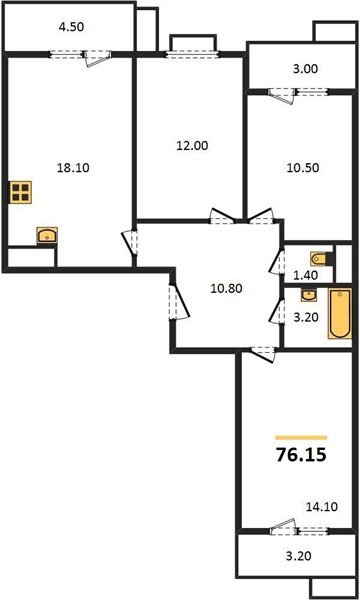 Фото №1: 3-комнатная квартира 76 м² - Краснодар, Прикубанский внутригородской округ, мкр. жилой комплекс Южане, ул. Даниила Смоляна, 65к1